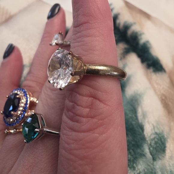 18 Piece Vintage To Costume Silver and Blue Toned Gemstone Ring Set Bundle - Picture 11 of 12